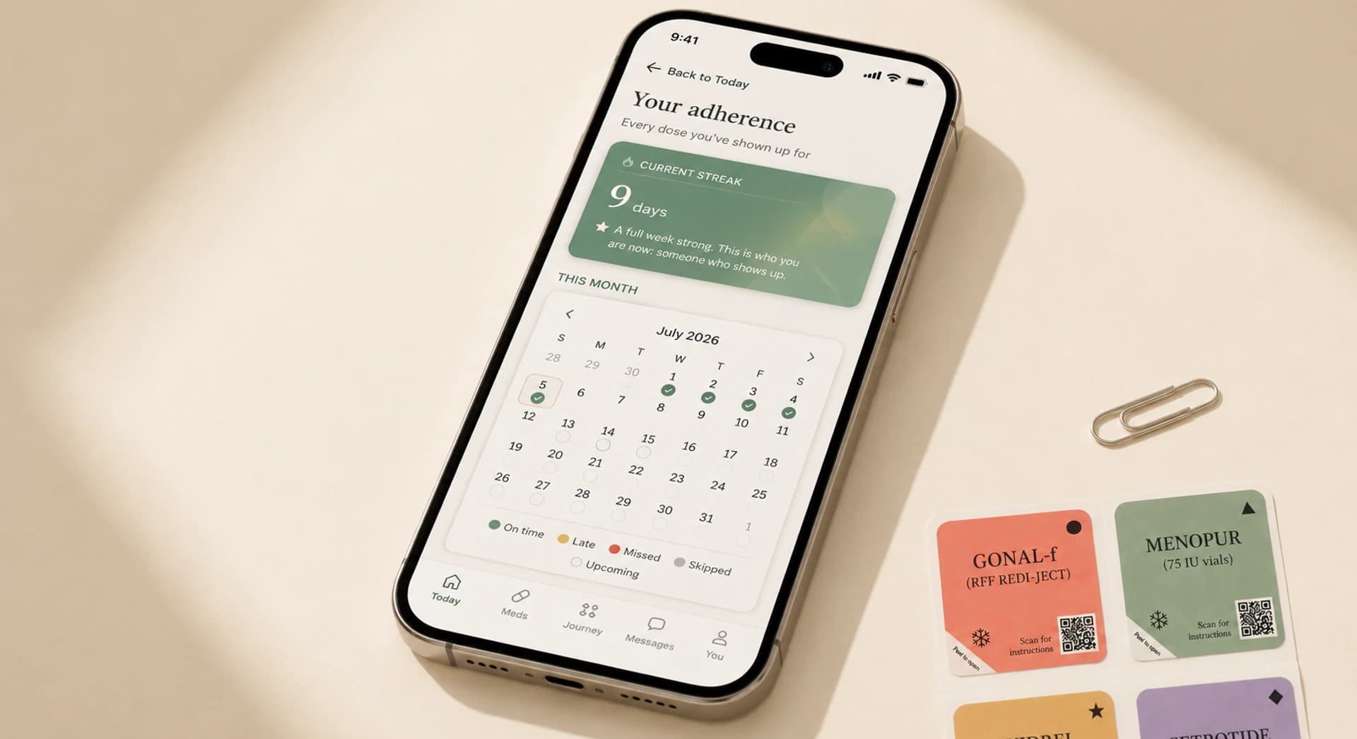 App · streak & adherence